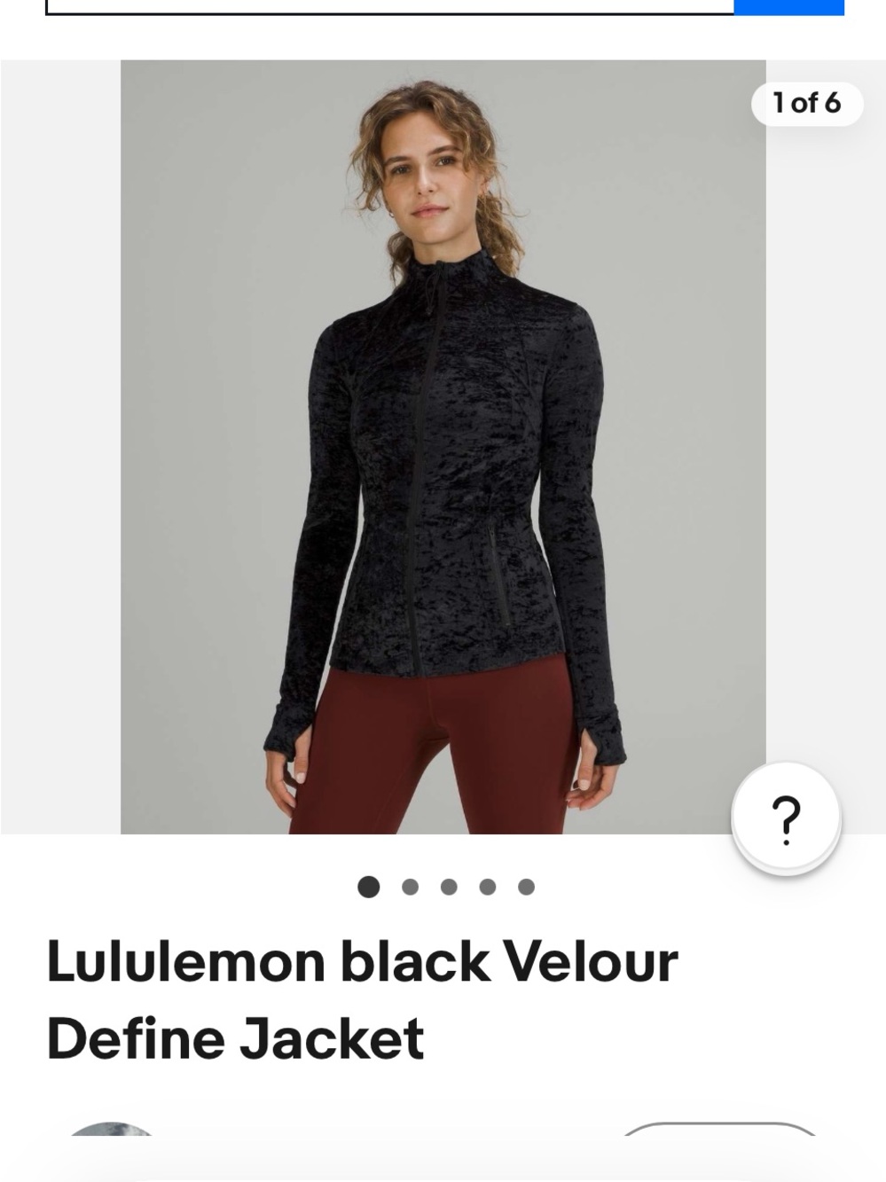 lululemon athletica Black Velour Full-Zip Jacket